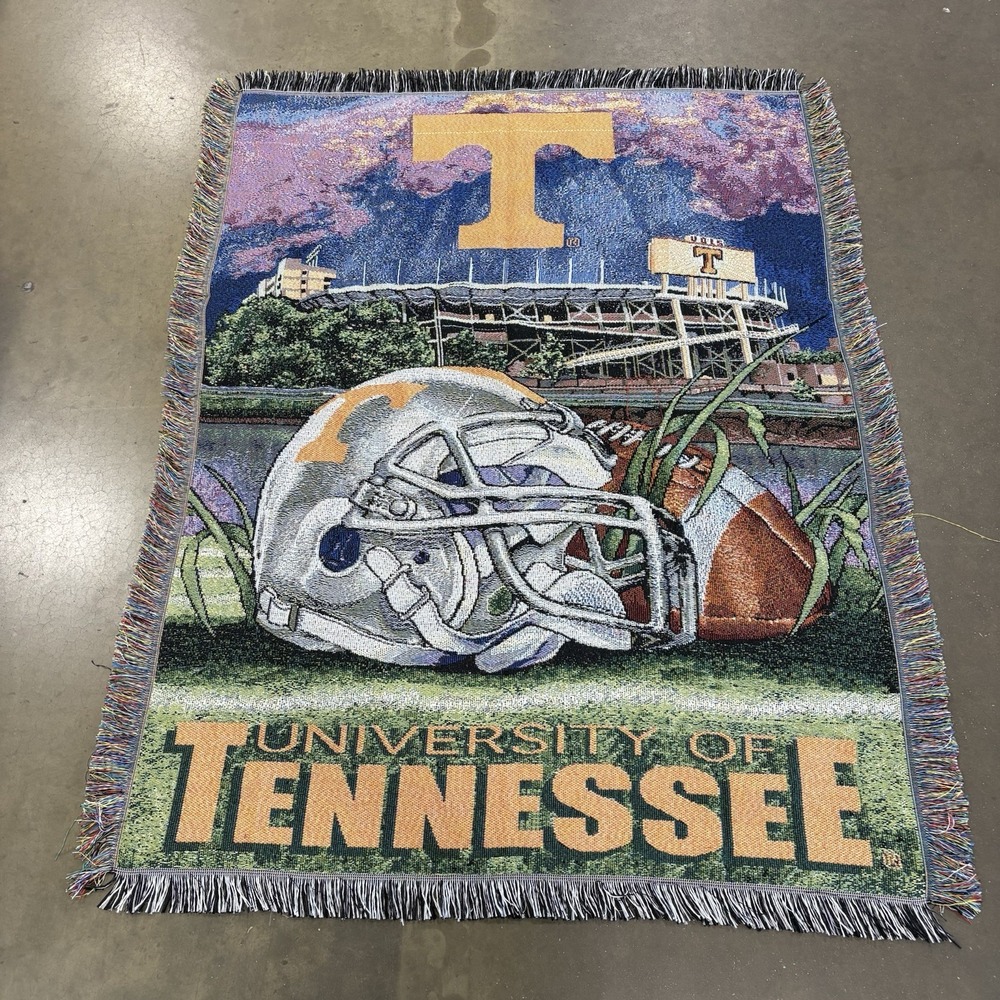 University of Tennessee Volunteers Fringe Throw Blanket Football Approx 62"x49.5